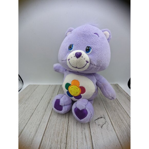 Care Bears 2002 Purple And White Harmony Bear 10” Flowers - Picture 1 of 5